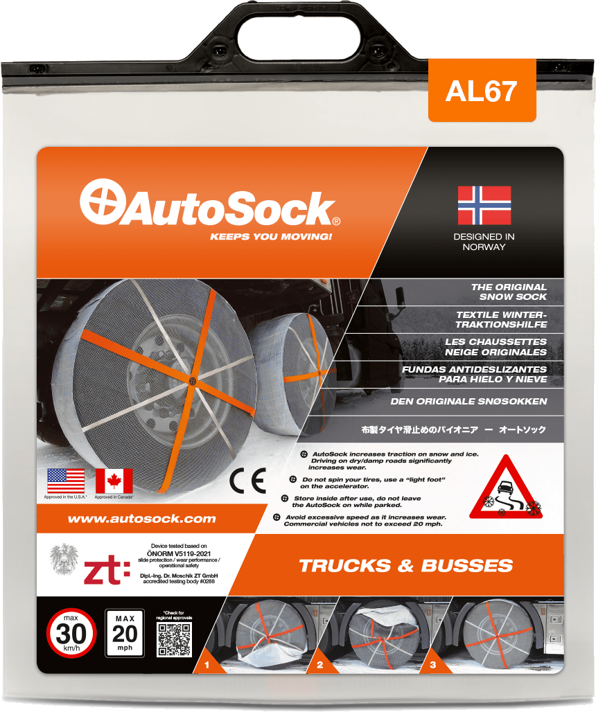 Product Packaging of AutoSock AL67 for trucks (front view)