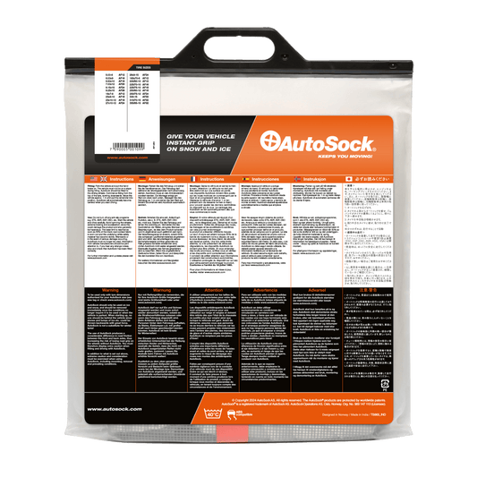 Back side of product packaging of AutoSock for forklifts AF 18 AF18