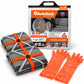 AutoSock model AL89 for trucks and buses includes two snow socks, a pair of gloves and the product packaging